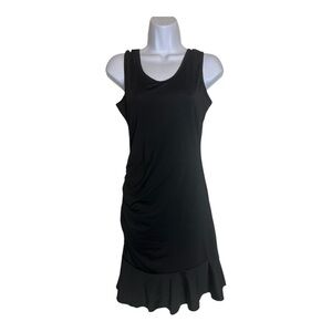 Elegant Black rouched side Sleeveless Dress with flounce